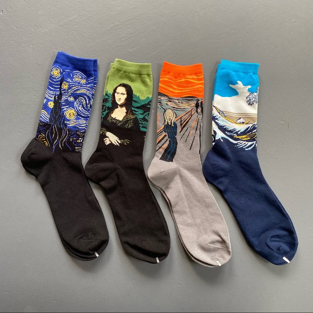 NEW graphic crew socks 4pk - art masterpieces